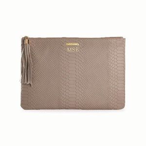 Gigi New York Uber Python-Embossed Leather Clutch